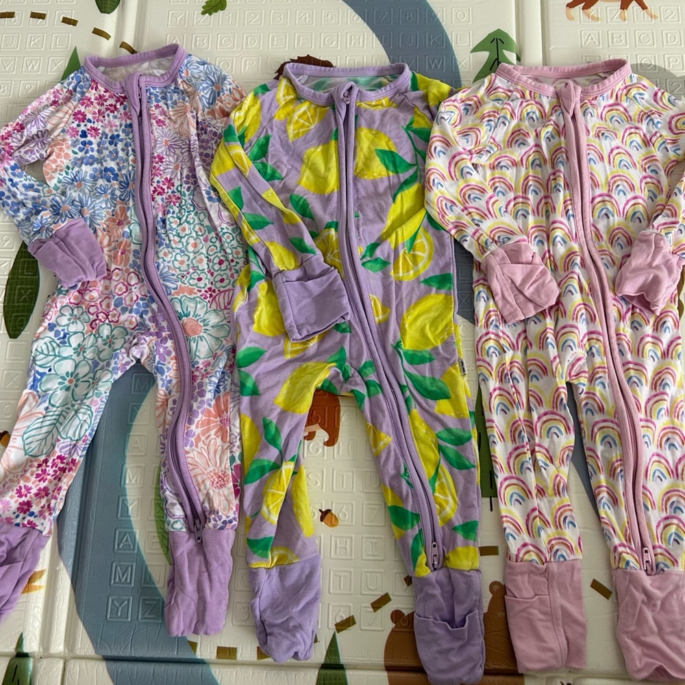 Little Sleepies Floral, Lemon, and Rainbow Footies